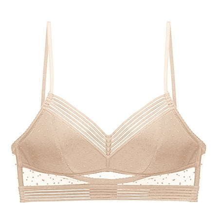 

Lace U-Back Minimizer Bra Comfort Spaghetti Strap Wirefree Bra Underwear Halter Thin Cup Summer Invisible Push Up Bralette V Neck Beauty Back Everyday Underwear For Women Beige L