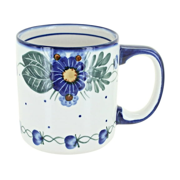 Blue Rose Polish Pottery Forget Me Not Coffee Mug