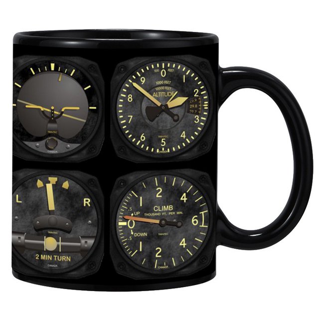 Taza de café con panel de instrumentos de aviación de cerámica, 350 ml