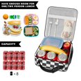 thumbnail image 5 of Black and White Checkered Pattern Insulated Lunch Bag Teens,Lunch Box for Men Women for Work,Picnic or Travel,10.2x9.5x4.3 Inches,8 Can Capacity, 5 of 6