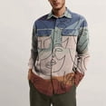 thumbnail image 2 of Chaqueta de chaqueta de lana con camisa de solapa ajustada con estampado de otoño e invierno para hombre Pompotops  oipoqjl11288, 2 of 3