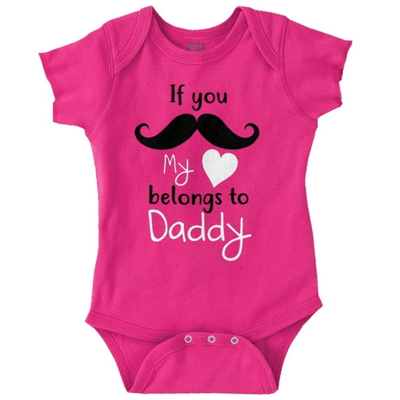 My Heart Belong to Daddy Mustache Pun Bodysuit Jumper Girls Infant Baby Brisco Brands 12M