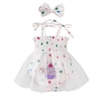 thumbnail image 1 of MIASHUI Barboteuse Sans Manches pour Bébé Filles avec Bandeau, Blanc, 0-3 Mois, 1 of 6