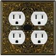 thumbnail image 3 of Metal Light Switch Plate Cover Brown French Victorian Frame Black Damask FRA006, 3 of 14
