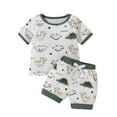 thumbnail image 1 of TheFound Children Dinosaur Print Clothes Set Ribbed T-shirt+Short Pants, 1 of 10