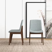 Ashcroft Levi Fabric Upholstered Dining Chair in Light Gray (Set of 2)