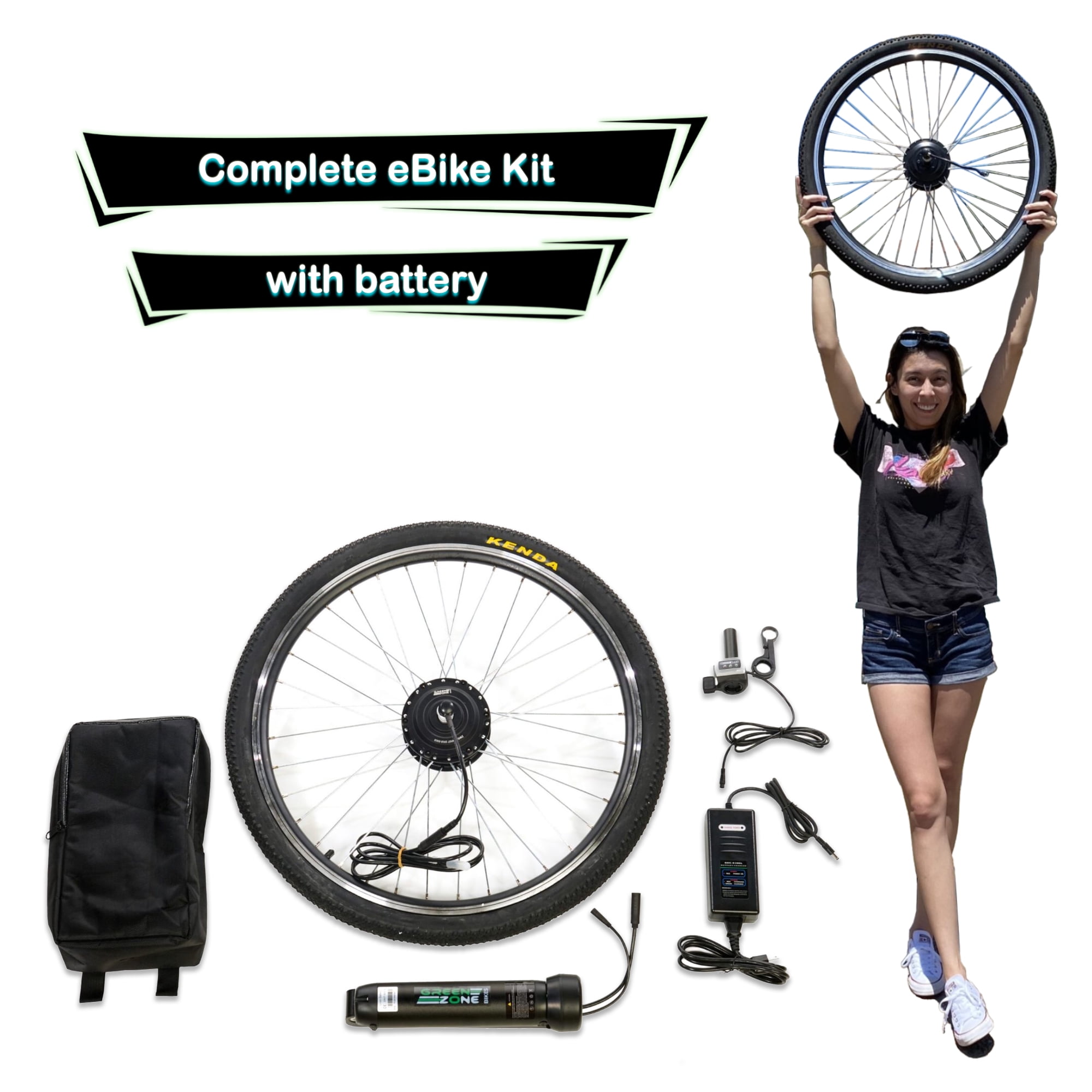 Ktaxon 48V 1000W Electric Bicycle Motor Kit, 26 Front Wheel E-Bike  Conversion Kit w/ LCD Display