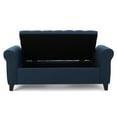 thumbnail image 2 of Charlemagne Contemporary Rolled Arm Fabric Storage Ottoman Bench, Dark Blue and Dark Brown, 2 of 7