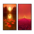 thumbnail image 2 of Designart "Serenity Reflections Lotus Pond in Asian Landscape" Asian Art Framed Wall Art Set Of 2 - Global Red Framed Canvas Set For Living Room Decor, 2 of 6