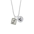 thumbnail image 2 of Delight Jewelry Silvertone Pebble Border Initial - J Silvertone Script Initial Disc - C - Charm Necklace, 20"+3", 2 of 4