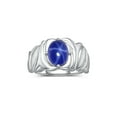 thumbnail image 1 of RYLOS Bagues pour Femmes Bague en Argent Sterling Solitaire 9X7MM Pierre Précieuse Ovale avec Bande Finition Satinée Étoile Bleue Saphir Bijoux Taille 7, 1 of 7