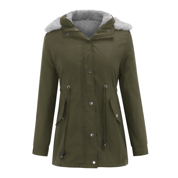 Abrigo de moda casual chaqueta de algodón chaqueta con capucha de longitud media a larga chaqueta de algodón de pelo de cordero de invierno para mujer