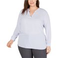 thumbnail image 1 of Anne Klein Piazza Stripe Pullover Blusa para Mujer, Azul, 2X, 1 of 1