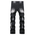 thumbnail image 2 of Reppunk Men's Vintage Gradient Black Multi-Pocket Cargo Stacked Flare Jeans, Two-Tone Washed Utility Slim Bootcut Denim Pants, Streetwear Business Casual Daily Commute Trousers, 2 of 7