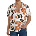 thumbnail image 3 of Naloa Sushi Roll Men's Loose Fit Cuban Collar Short-Sleeve Shirt with Button-down and Chest Pocket for Everyday Wear Outings - Small, 3 of 7