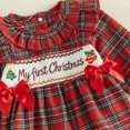 thumbnail image 6 of Cjfdfy Newborn Baby Girl Christmas Outfit My First Christmas Romper Collar Plaid Long Sleeve Letter Santa Claus Embroidery Bodysuit Infant Cute Christmas Fall Winter Bodysuit, 6 of 9