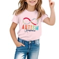 thumbnail image 2 of Boys Graphic Tees Boys Autism Awareness Print Short Sleeve Crewneck Tee Girls Tops Light Pink 11-12 Years, 2 of 5