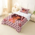 thumbnail image 2 of Castle Fairy Lovely Black Girl Butterfly Twin Comforter Sets 2pcs,Polka Dot Bow Design Bedding Set,Pink,1 Comforter and 1 Pillowcase, 2 of 6