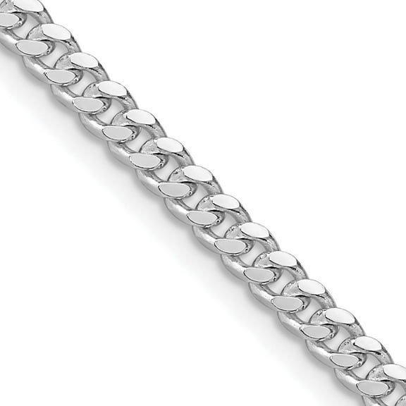 Sterling Silver Rhodium-plated 3.25mm Domed Curb Chain 20 Inches