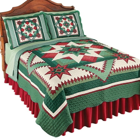 Elegant Holiday Scalloped Edge Star Patchwork Quilt Bedding Twin Elegant Holiday Scalloped Edge Star Patchwork Quilt Bedding Twin Colors