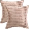 thumbnail image 6 of SUSIELADY Pack of 2 Corduroy Decorative Throw Pillow Covers 18x18 Inch Soft Boho Striped Pillow Covers Modern Farmhouse Home Decor for Sofa Living Room Couch Bed, Pink, 6 of 6