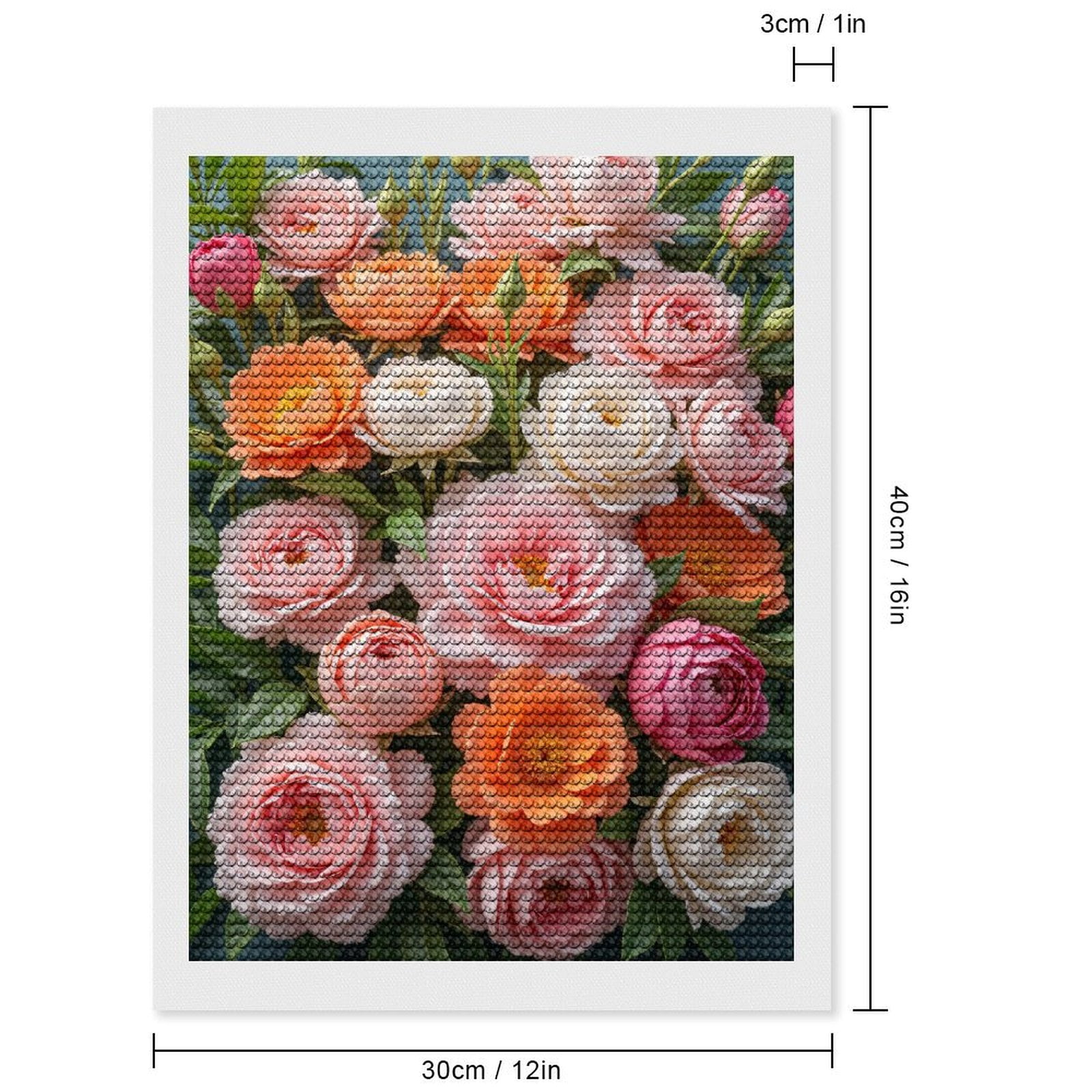 Diamond Art Kits for Adults, Peach Pink Floral Bloom Arrangement 5D Diamond Painting Kits for Adults Beginners, DIY Full Drill Diamond Painting, Gem Art and Crafts 12x16