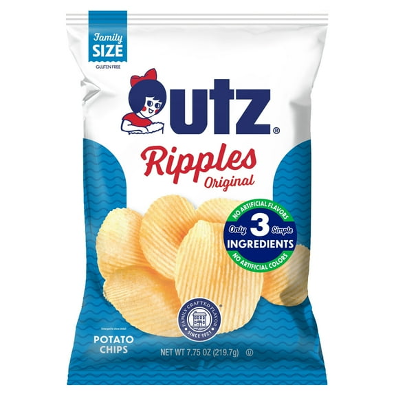 Utz Original Ripple Potato Chips, 2.75 oz On-the-Go Bags, 14 Count Pack