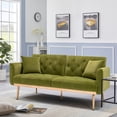 thumbnail image 3 of Accent Sofa, Mid Century Modern Velvet Fabric Couch, Convertible Futon Sofa Bed, Recliner Couch Accent Sofa Loveseat Sofa with Gold Metal Feet for Living Room Bedroom Office Small Space, Olive, 3 of 9