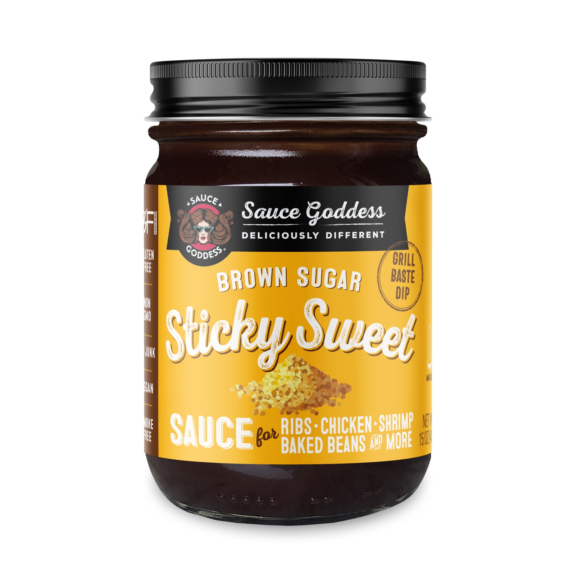 Sauce Goddess Sticky Sweet Smoke Free BBQ, 15 oz