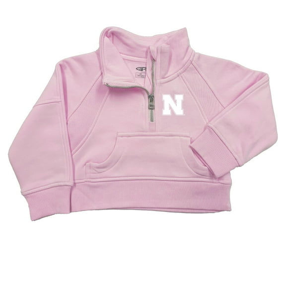 Girls Toddler Garb Pink Nebraska Huskers Cropped Dawn Funnel Neck Half-Zip Sweatshirt