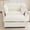 Beige, variant on YWEN 47" Armchair Upholstered Chenille Sofa Chair, 2 Seat Modern Couch with Movable Ottoman, Curved Armrests & Soft Pillows for Living Room