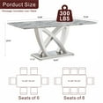 thumbnail image 3 of LiviNest 70 inch Dining Table: Modern Rectangular Faux Marble Kitchen Table with Stainless Steel Base - Large Size Silver Gray Finish for Rental Properties & Multi-Family Use, 3 of 6