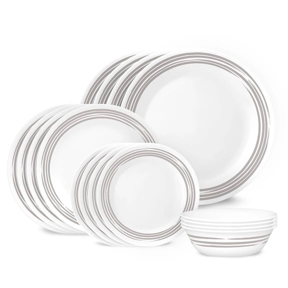 Corelle Brushed Silver 16-Piece Glass Dinnerware Set (Service for 4)