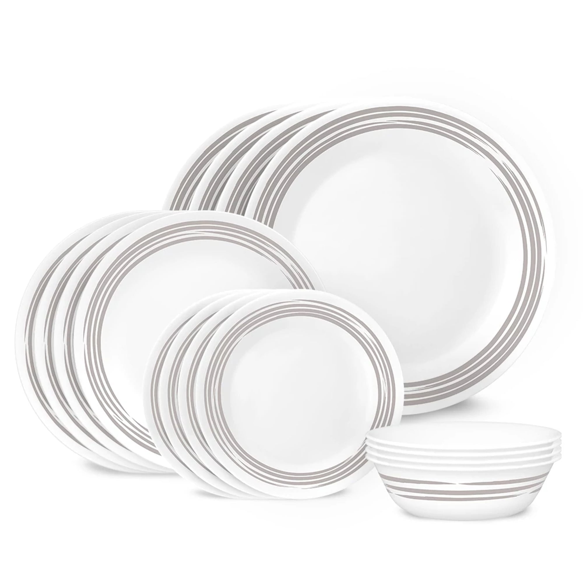 Corelle Brushed Silver 16-Piece Glass Dinnerware Set (Service for 4)