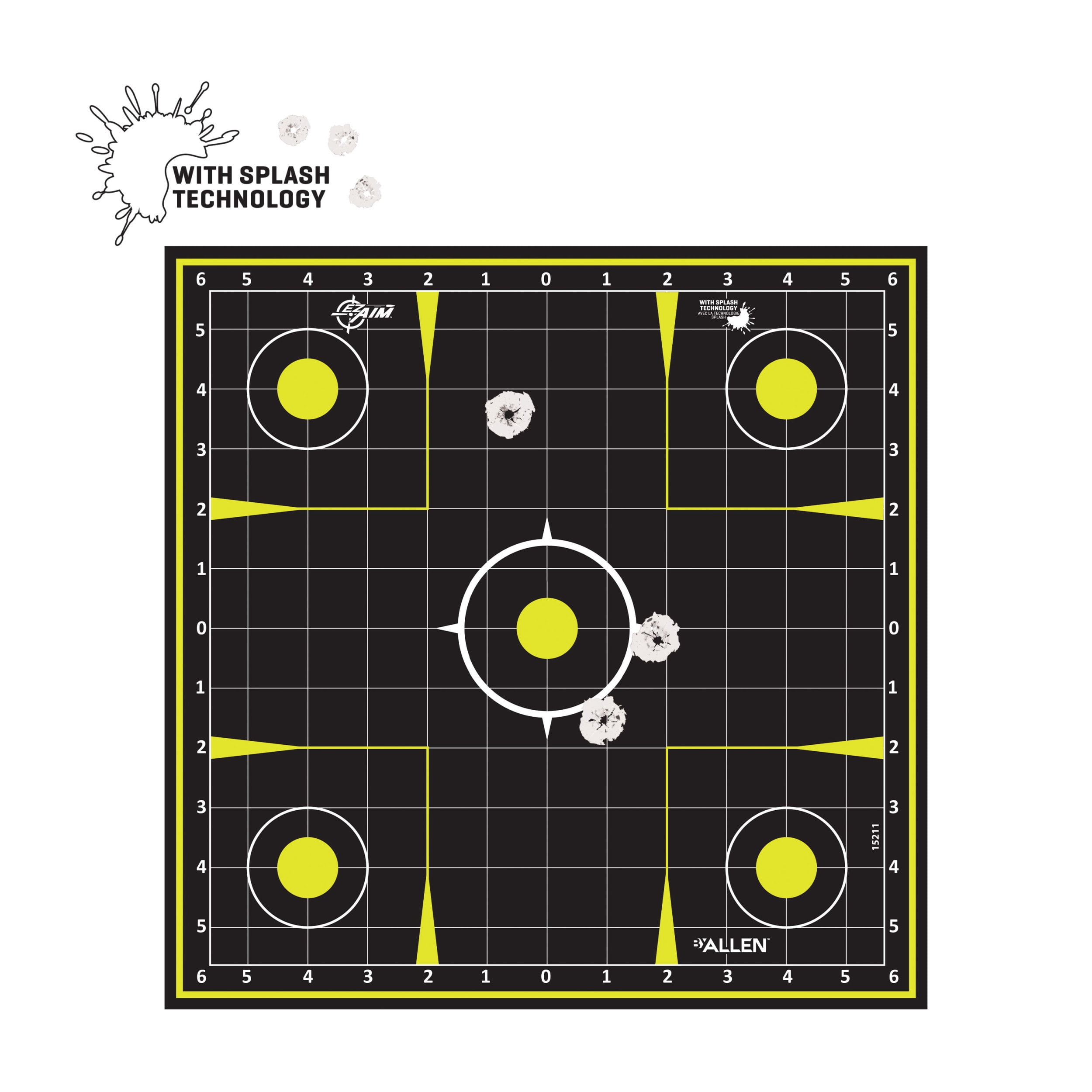 Ez Aim Splash Paper Shooting Targets, Sight-in Grid, 12.5", 30-Pack, Black