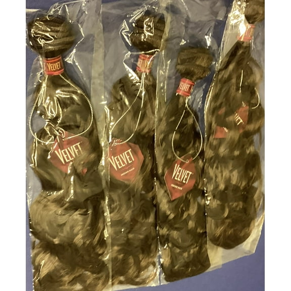 OUTRE- VELVET HUMAN HAIR INDIAN HAIR CURLY WAVE 4Pcs 12” inch -( Color # Brown )