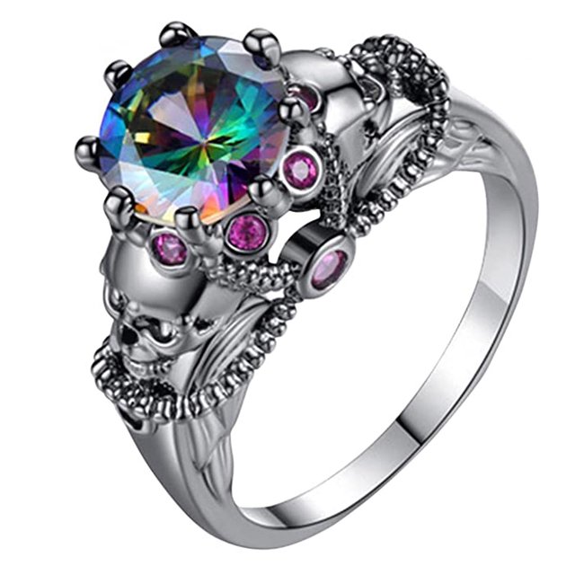 Anillos Retro Vintage para Halloween, anillo de cristal con forma de calavera dorada para mujer y hombre, regalo de joyería nupcial tallado a la moda Wmkox8yii fajkfhkj2212