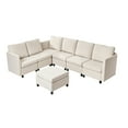 thumbnail image 1 of KFFKFF Modular Sectional Sofa, L-Shaped 6 Seater Modular Sofa with Hidden Storage, Cloud Sectional Couch with Ottoman & High Rebound Sponge, 1 of 9