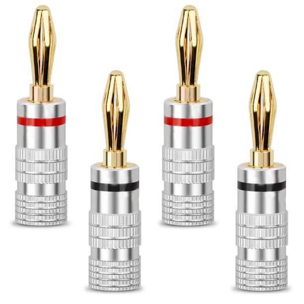 Conector tipo banana chapado en oro de 24 k de la serie Nakamichi Excel, calibre 12 AWG - 18 AWG, 4 mm, para altavoces, amplificadores, receptores AV de alta fidelidad, estéreo, cine en
