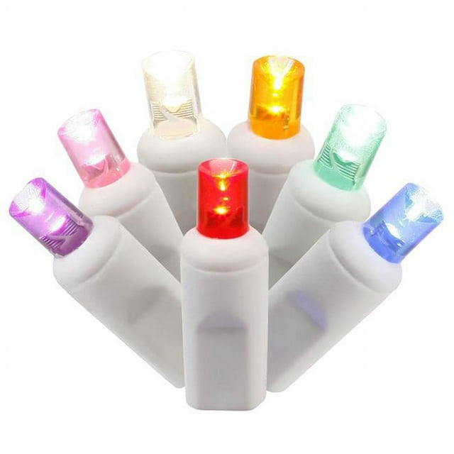 Vickerman X4W6100 LED White Wire End Connecting 4 in. Spacing 34 ft. Long Light Set with Multi-Colored Lights