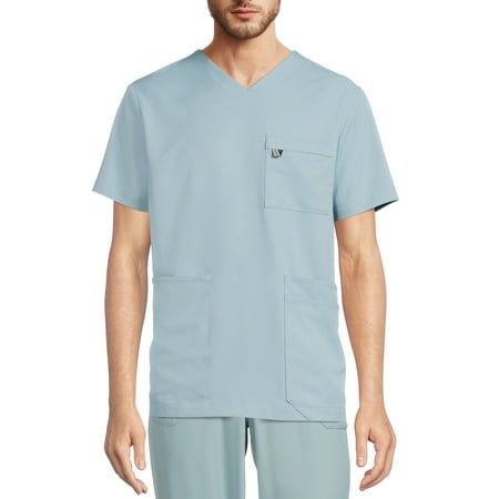 

ClimateRight by Cuddl Duds Men s Woven Twill V-Neck Scrub Top with Silver Ion Anti-Bacterial Technology