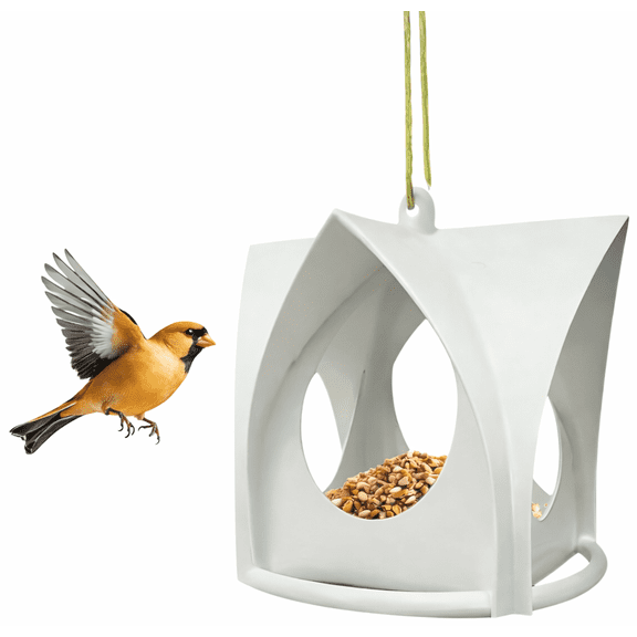 4.7in Winter Hanging Bird Feeder & Nest House – Water Drop Shaped Decorative Outdoor Birdfeeder for Backyard, Patio & Garden(RL White 1 PC)