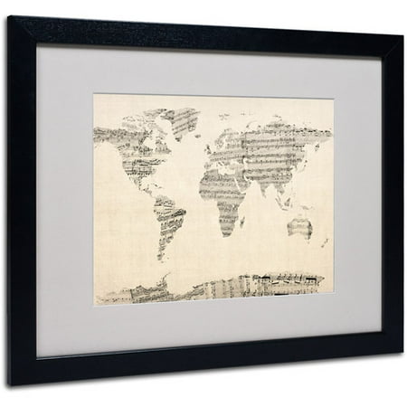 Trademark Art 'Old Sheet Music World Map' Matted Framed Art by Michael Tompsett