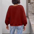 thumbnail image 3 of VNKIDY Women Relaxed Fit Crew Neck Long Sleeve Sweatshirt Casual Tops For Everyday Wear Solid Color Pullover Relaxed Fit Dailywear, 3 of 5
