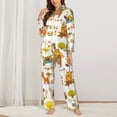 thumbnail image 3 of Disketp Pajamas Set Long Sleeve Sleepwear Womens Button Down Nightwear Pj Sets-Autumn Forest Animals, 3 of 9