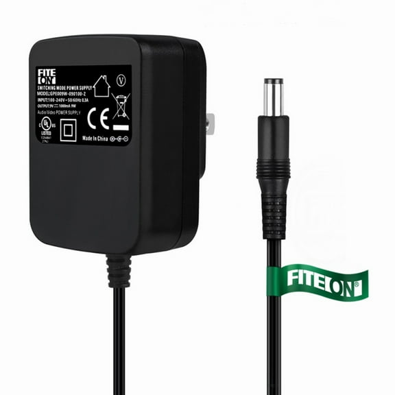 FITE ON 9V 1A Negative (-) Tip Power Supply 9W 9 Volt AC Adapter 100V-240V 50-60Hz AC to DC 9V 1A Power Adapter 1000mA Converter with 5.5mm x 2.1mm 2.5mm Tip UL Listed