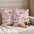 thumbnail image 2 of Boho Red Floral Outdoor Waterproof Pillow Covers, Vintage Farmhouse Paisley Plant Leaf Decorative Square Throw Pillowcase Sofa Cushion Sham for Patio/Couch/Chair, 26"x26" 2 Pack, 2 of 8