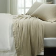 thumbnail image 5 of Superior Chloe 100% Cotton Percale Linen Texture Bed Sheet Set, King, Beige, 5 of 12