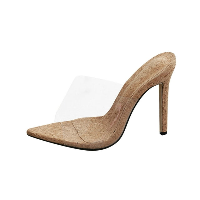 EQWLJWE Sandals Women 2022 Retro Transparent Shoe Upper Fish Mouth Open Toe High Heel Sandals Pointed Toe Stiletto