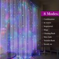 thumbnail image 3 of Cortina de ventana con luces LED parpadeantes, 3 mx 3 m, 300 ledes, funciona con USB, 8 modos, cadena de luces con control remoto, 3 of 4